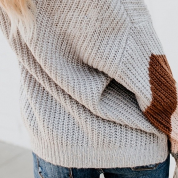 Oversized Color Block Striped Knit Pullover Sweater - Picture 3 of 6